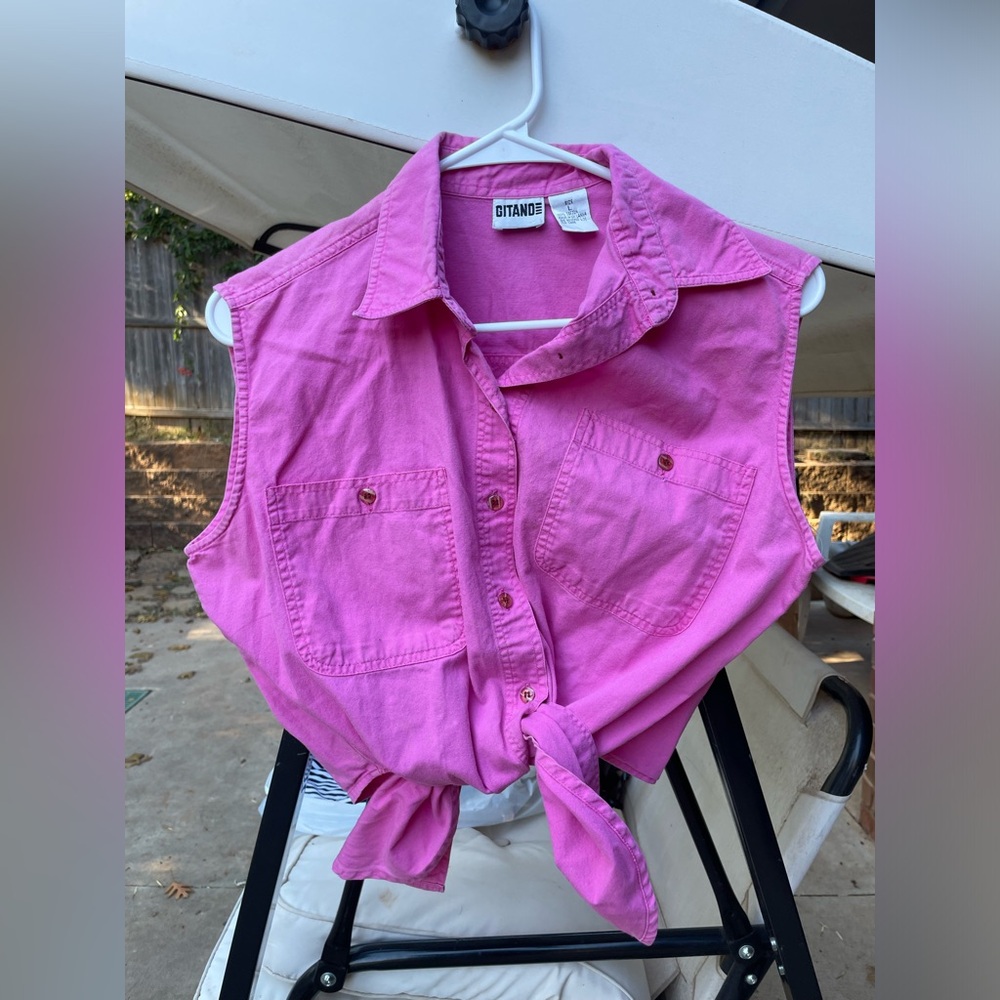 Vintage Gitano Bright Pink Cotton Shirt Large #149